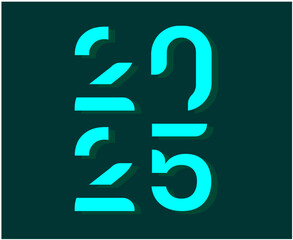 Obraz premium 2025 Happy New Year Design Cyan Vector Abstract Symbol Illustration