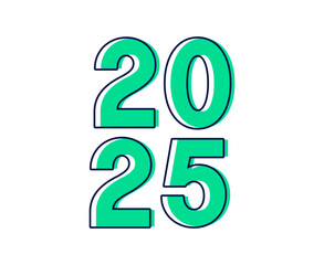 2025 Happy New Year Design Blue Cyan Vector Abstract Symbol Illustration