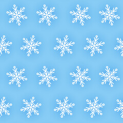 Paper snowflakes on blue background, winter seamless pattern
