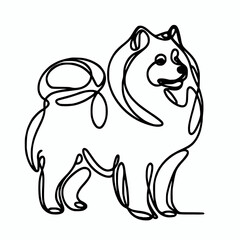 Obraz premium Minimalist line silhouette outline of a finnish lapphund dog vector illustration