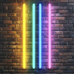 Obraz premium Colorful Neon Lights on Brick Wall - Abstract Design