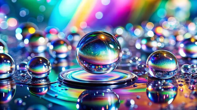 Vibrant abstract composition with colorful reflections and abstract bokeh