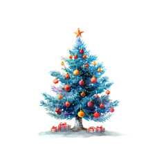 christmas tree vector illustration in watercolor style