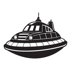 Fototapeta premium Futuristic hovercraft silhouette vector black color white background 