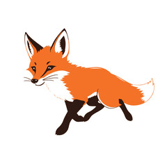 Obraz premium a fox running on the white background, vector art illustration, flat style