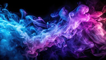 Obraz premium Violet and blue smoke or flame texture on a black background, abstract art with depth of field
