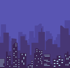 Fototapeta premium Winter City skyline illustration. Landscape. Backdrop of city streets and houses. Winter day Modern vector illustration isolated