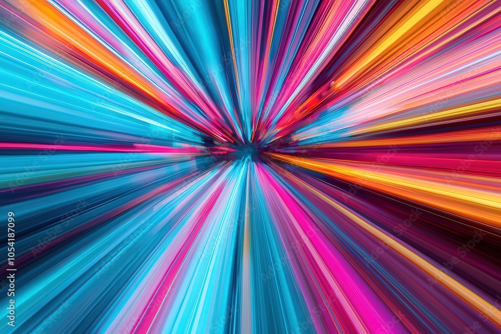 Poster dynamic burst of colorful light trails creating a vibrant visual experience