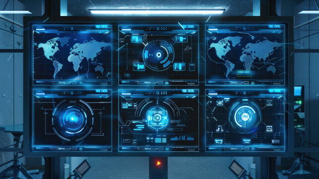 security camera monitor screen interface, video of surveillance camera