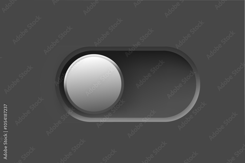 Poster Black interface toggle button. On Off switch. 3d vector element idolated on white background