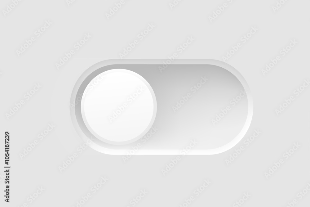 Poster Interface toggle button. On Off switch. 3d vector element idolated on white background