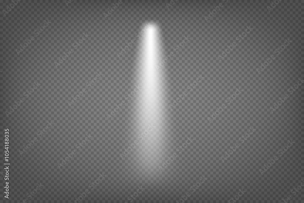 Poster white light beam on dark background. 3d vector effect isolated on transparent background