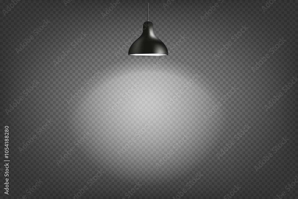 Fototapete lamp on dark background. 3d vector effect isolated on transparent background