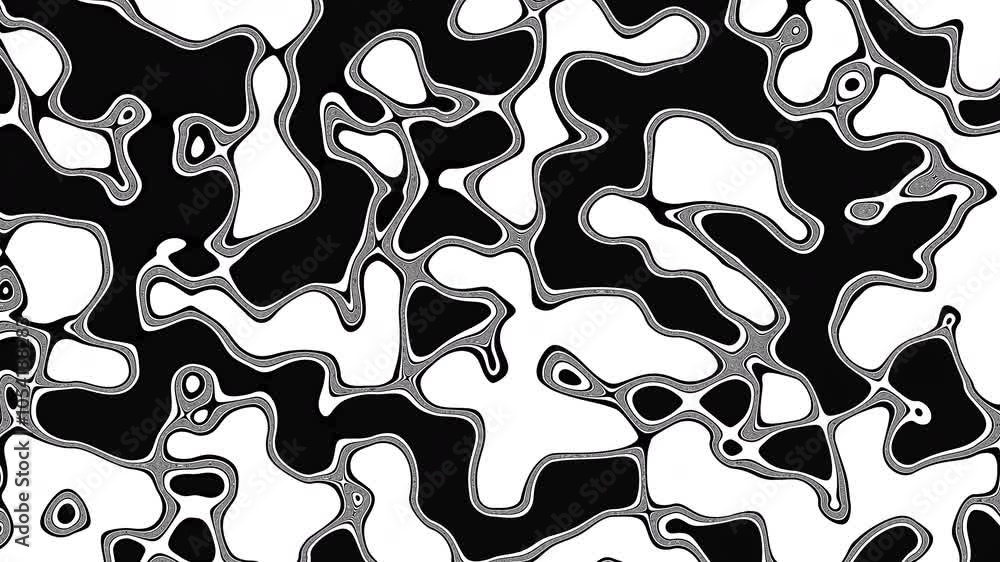 Poster Abstract fluid and wave loop background in black and white