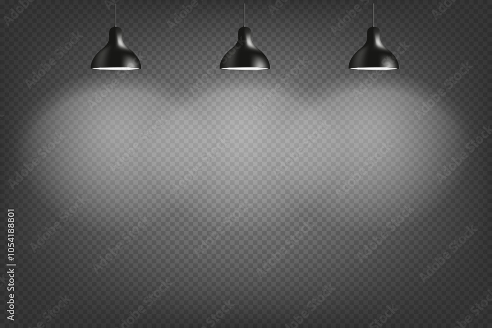 Fototapete lamp on dark background. 3d vector effect isolated on transparent background