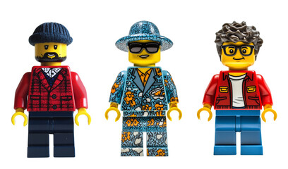 Naklejka premium Set of 3 lego figures. Fashion designer