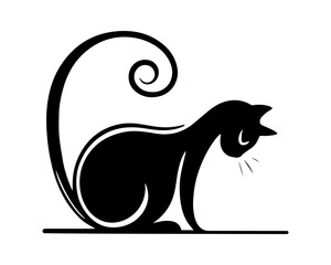 Obraz premium cat sitting, vector icon. silhouette symbol. sign for mobile concept and web design. Pet symbol logo cartoon illustration. vector graphics - vector.