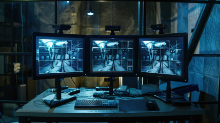 Fototapeta premium security camera monitor screen interface, video of surveillance camera