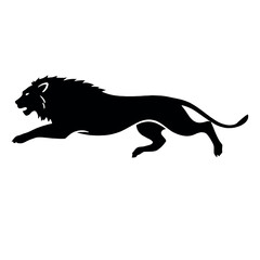 a lion running vector silhouette, black color silhouette, isolated white background