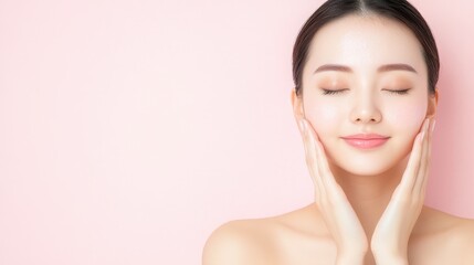 Naklejka premium Charming Asian Woman Portrait with Serene Expression