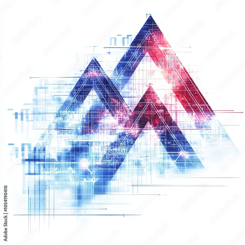 Aufkleber dynamic digital landscape a fusion of technology and modern design elements in abstract graphics