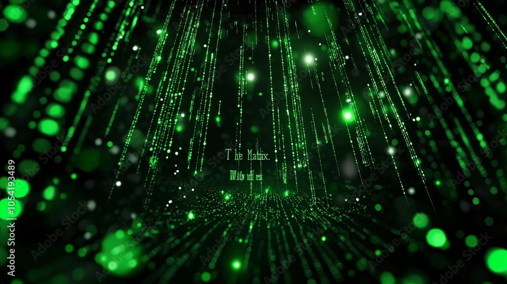Poster Falling green digital code resembling 