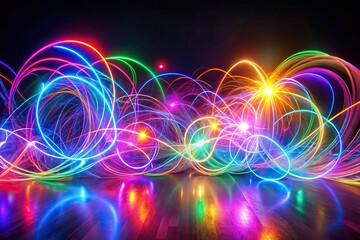 Obraz premium Vivid abstract neon lights on dark background