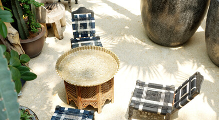 Blur Front view of barista in cafe. Young asian barista at cafeteria. Barista making a cup coffee