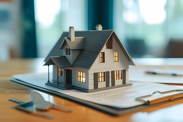 Concept Real Estate agent and customer shaking hands after finished contract about home insurance and investment loan realtor signing mortgage agreement for new home with couple of happy young clients