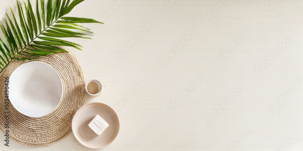 Poster a hand-woven border frames a canvas background, blending intricate craftsmanship with a simple, eleg