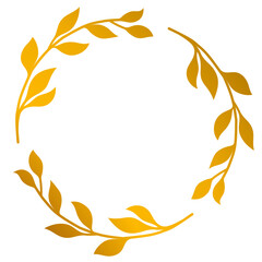 Aesthetic gold leaves circle frame