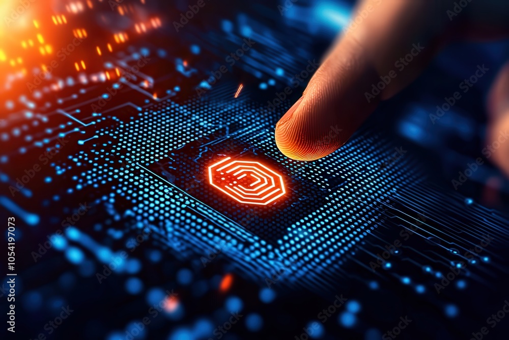 Poster exploring the intersection of technology and security the future of digital protection