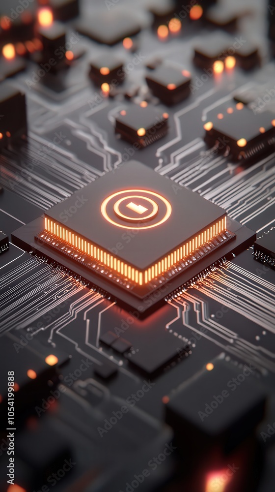 Poster exploring the intricacies of modern microchip technology in digital electronics