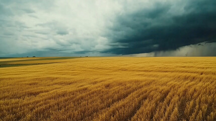 Obraz premium Golden Wheat Fields and Rolling Plains in Kansas, Vast and Open Landscape