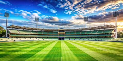 Naklejka premium Vivid daytime scene at the cricket ground symmetrical