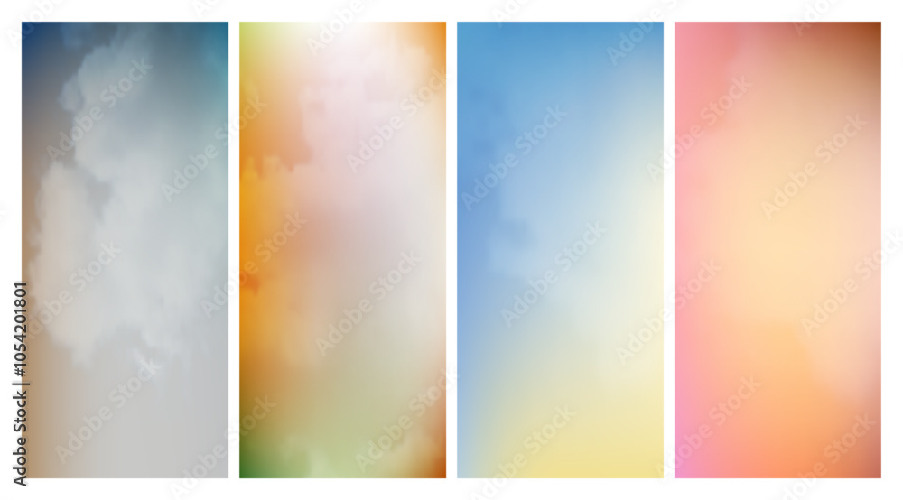 Poster modern colorful gradient background with clouds