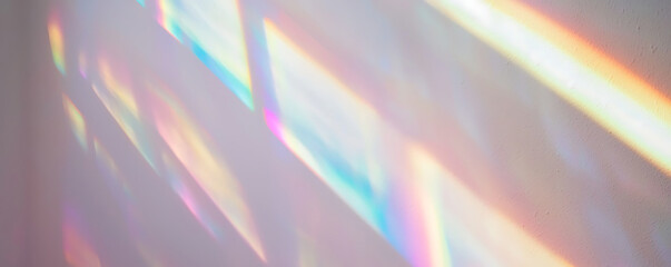 Rainbow light refraction overlay on white background