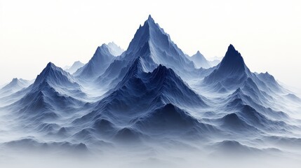 Fototapeta premium Highly detailed outline of a mountain range with textured peaks and valleys, designed in a minimalist, artistic style for nature-inspired wall art.