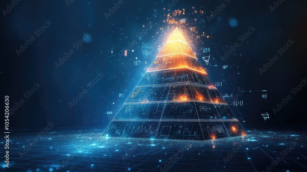 Poster digital pyramid with data visualization elements