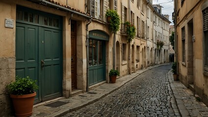 Fototapeta premium Narrow street scene in France.