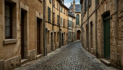 Naklejka premium Narrow street scene in France.