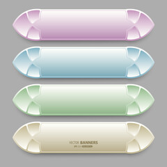 Set of four colorful shiny vector banners on gray background
