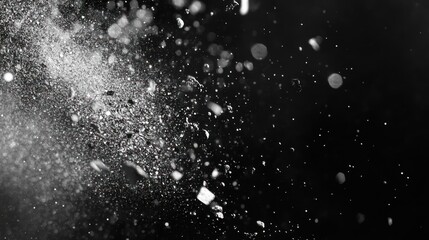 Obraz premium A dynamic display of particles suspended in motion against a dark background.