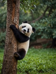 Obraz premium Playful panda enjoying a tree