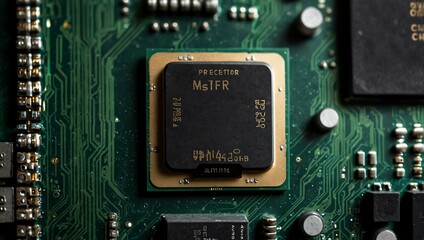 Fototapeta premium Processor chip placed on a motherboard