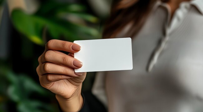 Woman's hand hoding a business card