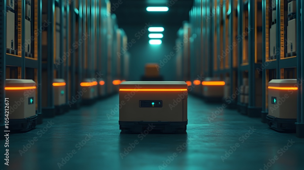 Aufkleber modern robotics in warehouse management system