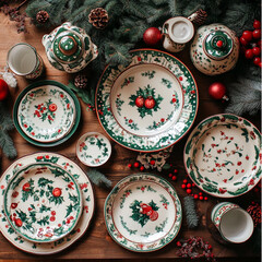 Christmas tableware for a festive dinner