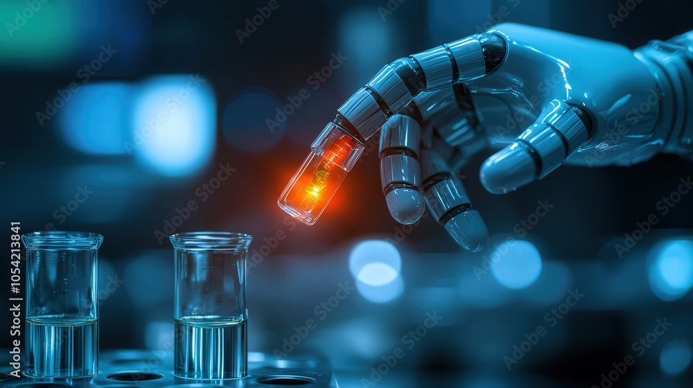 Poster robotic innovation in laboratory the future of science and technology intersecting with automation