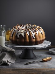 Delicious Glazed Almond Cake with Chocolate Drizzle